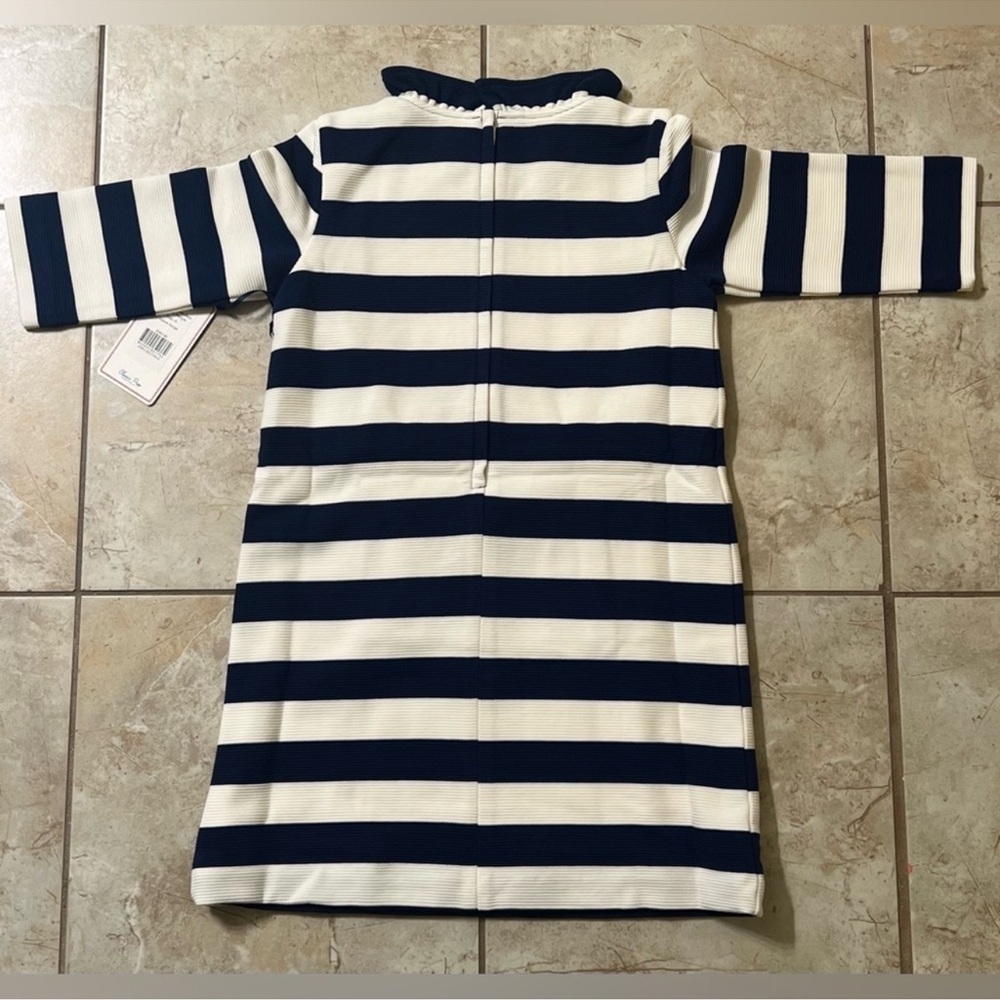 Classic Prep Girls Claudia Ottoman Navy and White Tahoe Striped Dress - Picture 4 of 4